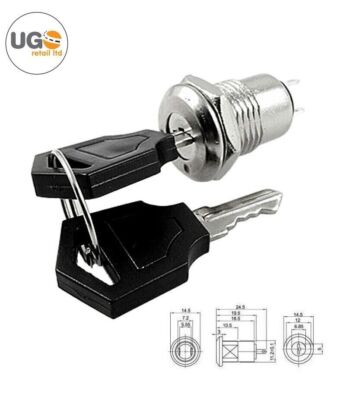 Quality Durable 2 position on/off key switch 12mm Drop down Electric bed switch