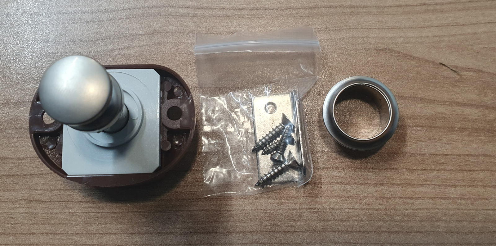 NICKEL PUSH BUTTON DOOR LOCK CATCH 18MM 19MM handle drawer caravan camper boat - Image 3