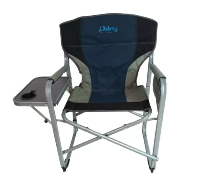 Liberty Leisure Folding Strong & Sturdy Camping Directors Chair in Blue - Image 2