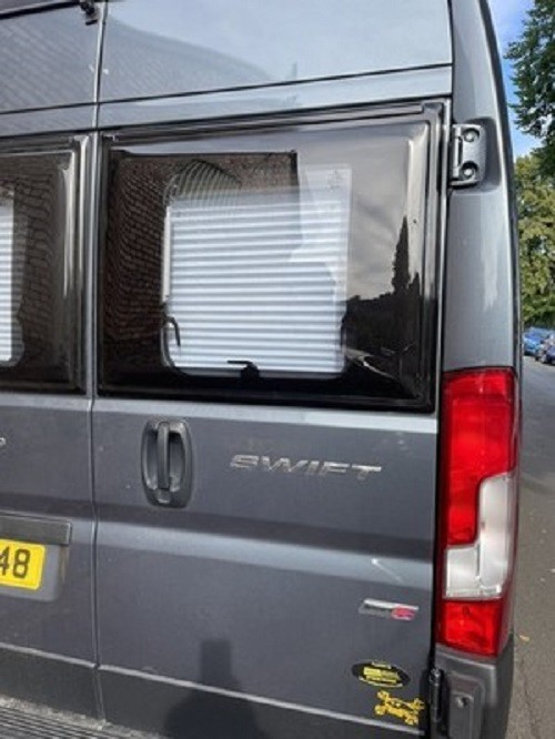 Auto Trail Expedition Roller Team Swift Camper rear door opening window - Image 2
