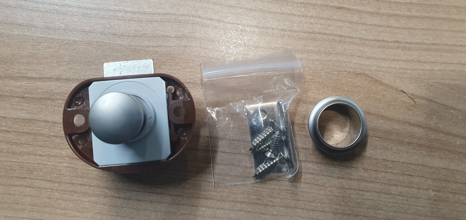 NICKEL PUSH BUTTON DOOR LOCK CATCH 18MM 19MM handle drawer caravan camper boat - Image 2